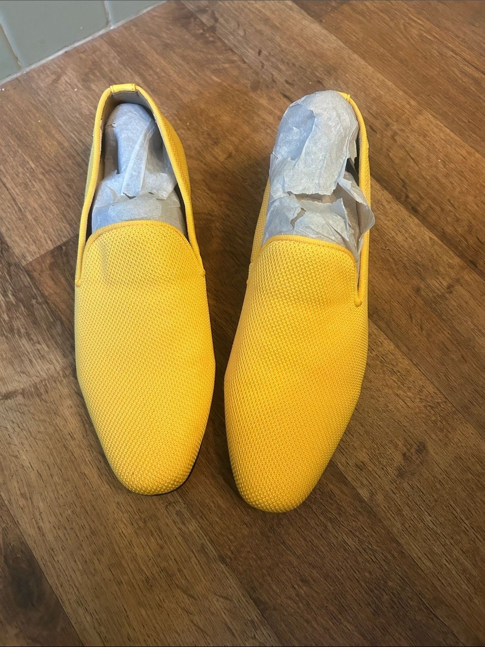 UUBARIS Yellow Textured Slip-On Loafers